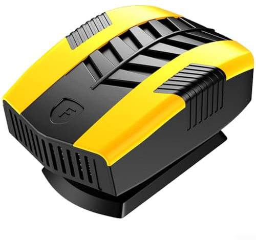 Ventilador calefactor de coche de 12 V con PTC para elemento calefactor y flujo de aire ajustable de 360 grados para calentar eficientemente el parabrisas y el interior del vehículo (amarillo)