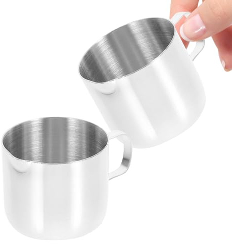 GAROZATION Set 2 Pezzi Brocche Latte in Acciaio Inossidabile 30ml per Schiumare e Servire Latte Adatte e Barbecue Colore Argento