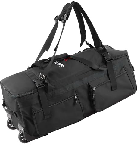 BREEZENEST Foldable Rolling Duffel Bag with Wheels 122L Large Capacity Waterproof Wheeled Travel Backpack | Carry On Wheeled Duffel Luggage with Foldable Design, Durable Oxford Fabric