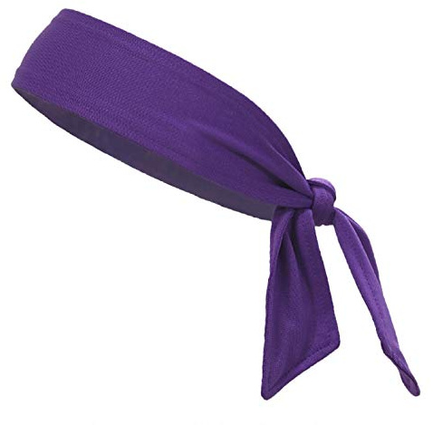 Kenz Laurenz Headbands Tie on Headband for Women Men Running Athletic Hair Head Band Elastic Sports, Basketball, Stetchy Yoga Workout Sweatbands Adjustable Non-Slip Moisture Wicking (Purple)