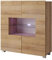 Kommode Calabrini BR01 mit 2 Türen, Sideboard, Anrichte, 100x107x35 cm, Highboard, Mehrzweckschrank, Wohnzimmer (Eiche Gold, mit Blauer LED Beleuchtung)