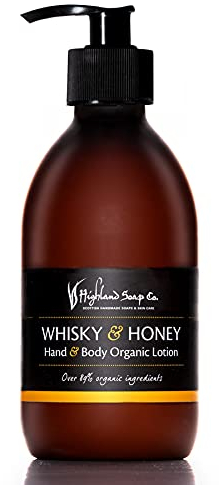 The Highland Soap Company Whisky & Honey Hand & Body Lotion 300 ml – Luxuriös duftende Bio-Lotion mit Gerstenmalz-Extrakt