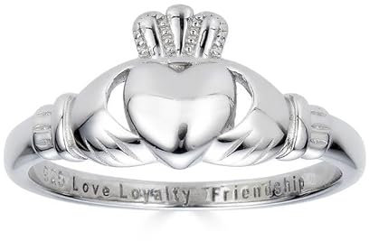Kleine Schätze 925 Sterling Silber Love Loyalty Friendship graviert Claddagh Ring