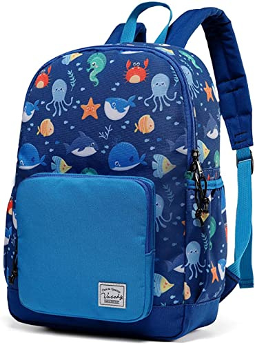VASCHY Kinderrucksack Jungen, Niedlich Wasserabweisend Vorschule Kinder Rucksack Kindergarten Kleinkind Schul Rucksack Mädchen mit Brustgurt Wal