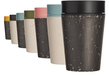 Circular and Co Leakproof Reusable Coffee Cup 8oz/227ml - The World's First Travel Mug Made from Recycled Coffee Cups, 100% Leak-Proof, Sustainable & Insulated (Black & Cosmic Black)