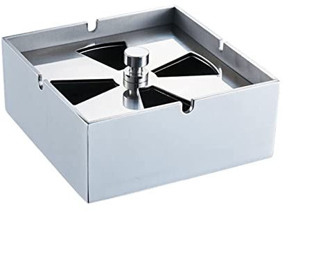 Cendrier Cendrier rotatif carré personnalisé en acier inoxydable, avec couvercle, coupe-vent, grande voiture domestique cendrier pour cigarettes (Size : B)