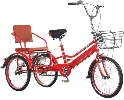 Allgemeines Dreirad für Erwachsene und Kinder, Outdoor-Cruiser-Fahrräder mit Beifahrersitz, 3-Rad-Dreiräder, große Pedal-Dreiräder mit aufblasbarem Rad, Tandemfahrräder, Aufsitz-Dreiräder zum Einkau