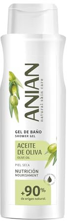 ANIAN - Gel da bagno Olio d'Oliva, 750 ml, con Glicerina, deterge e ammorbidisce la pelle, idrata e combatte la secchezza, per tutti i tipi di pelle e pelle secca, +90% ingredienti naturali, adatto