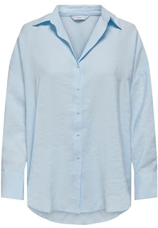 ONLY Damen Onlzazima L/S Loose Shirt WVN Oversize-Hemd Mit Knopfverschluss Und Längerem Rückenausschnitt, Chambray Blue, M