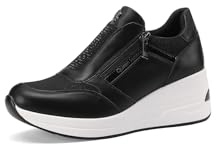 QUEEN HELENA Zapatillas altas con tacón de cuña, zapatillas con cremallera lateral para mujer X31-36, 39 EU