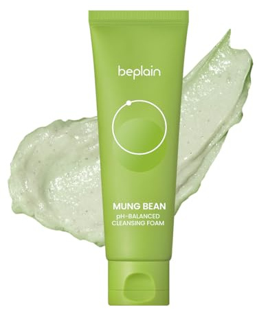 beplain Mung Bean pH-Balanced Cleansing Foam (5.4fl.oz/160ml) | Fragrance-Free | Non-Comedogenic Tested | Deep Pore Facial Cleanser | Suitable for Sensitive Skin | Face Mask Cleanser | Korean Skincare