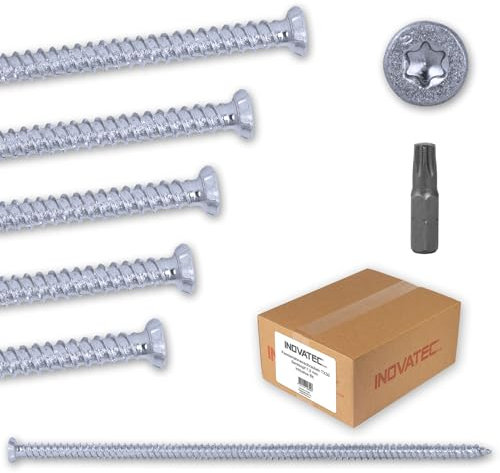 100 x INOVATEC Fensterrahmenschrauben TX30 Senkkopf 7,5 x 132 mm inkl. Bit