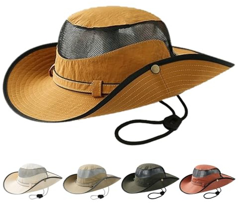 AYPOW Chapeau de Soleil Unisexe Pliable Large Bord, Protection pour Pêcheur et Safari, Léger et Respirant pour Femme et Homme en Été