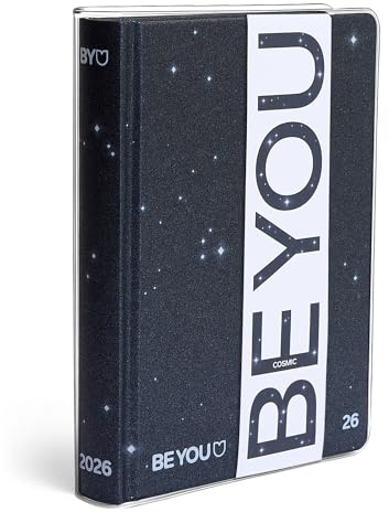 BE YOU - Diario Scuola Cosmic 2025/2026, 12 Mesi, 09/25-08/26, Agenda Scolastica con Sticker e Sovracopertina Trasparente, Formato 13,5 x 18,2 cm, Per Ragazzi e Ragazze di Superiori e Medie