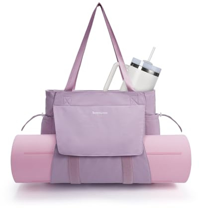 sportsnew Yoga Mat Bag Tote Yoga Gym Bags For Women Men with Waterproof Wet Pocket & Hook-and-loop, Quick Access Storage Yoga Mat Bag Carrier, Lavender