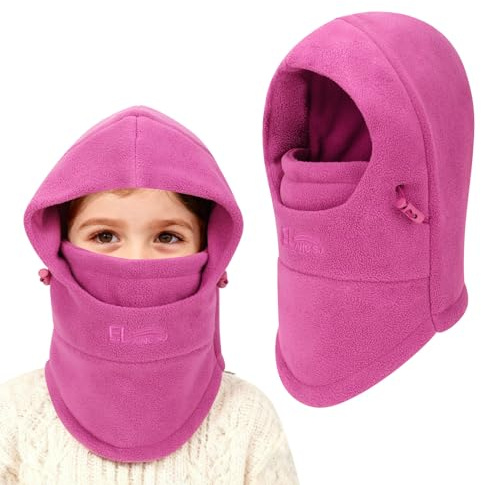 VGMANNTA Pasamontañas Niño Térmico de Invierno 4-10 Años Multifuncional y Ajustable Resistente al Viento Gorra Orejeras Mascarillas Faciales Braga Cuello Niña Niño para Esqui al Aire Libre Ciclismo-R