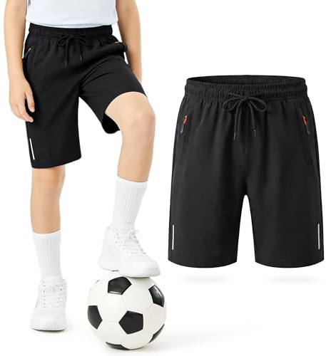 Tokeya Boy Shorts Kid School PE Sports Quick Dry Short, 11-12 Years, Black