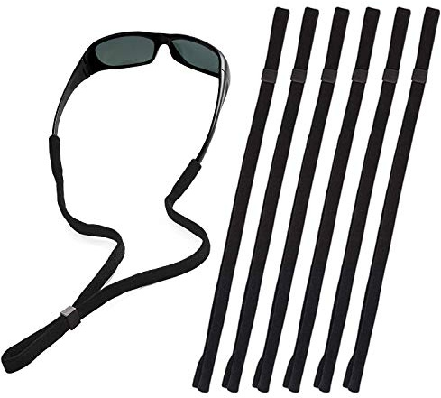 SHINKODA Black Glasses Strap, Sports Sunglasses & Eyeglasses Holder Straps for Men Women, String Holder, Neck Lanyard Cord, Adjustable Rope Eyewear Keeper Strap, Pack of 6