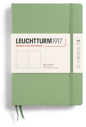 LEUCHTTURM1917 361585 Libreta Medium (A5) 145 x 210 mm, Tapa Dura, 251 páginas numeradas, Sage, Lisa