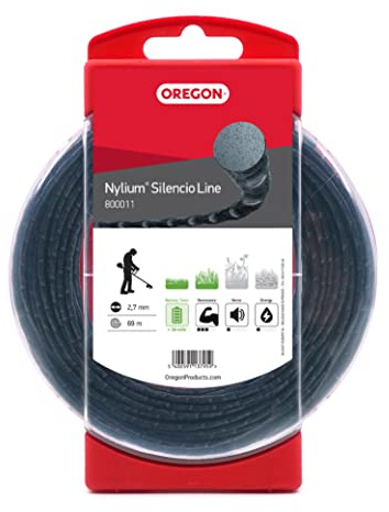 Oregon Nylium Silencio Filo da Taglio Rotondo per Decespugliatore, Tosaerba e Tagliabordi in Nylon Robusto e Flessibile, Adatto alla maggior parte delle marche, 2,7 mm x 69 m