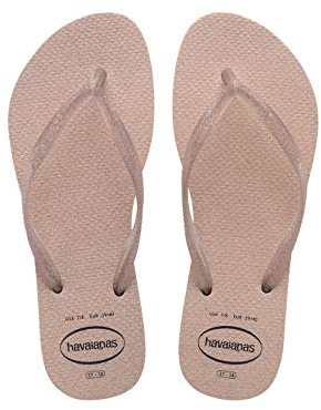 Havaianas Women's Slim Glitter Gloss Flip-Flop, BALLET ROSE, 7 Child UK
