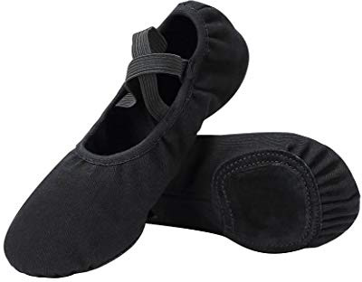 Linodes Dance Shoes for Girls Stretch Canvas Split Sole for Women-Black-9M