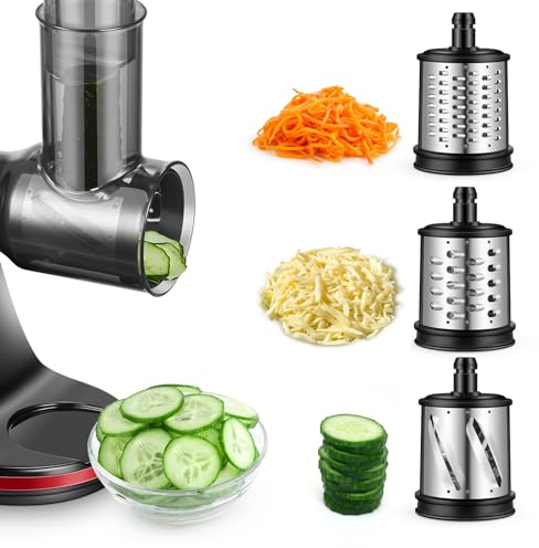 AMZCHEF Elektrische Gemüsehobel Zubehör für ZM1501 & GM3001 Slow Juicer - ZM1501 Zubehör - GM3001 Zubehör - Keine Maschine, nur Zubehör Enthalten - 3 Abnehmbaren Trommelblättern