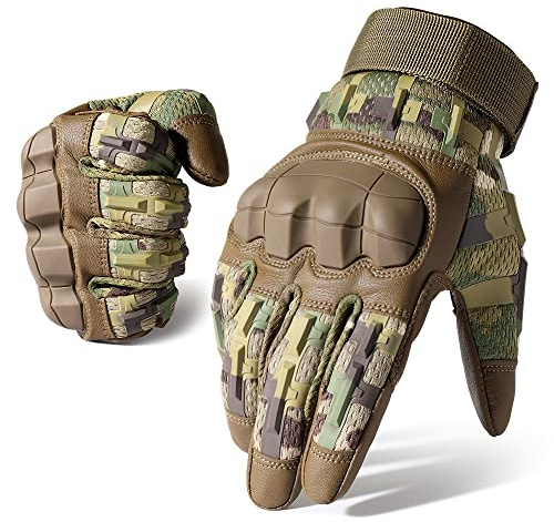 WTACTFUL Guanti da moto da uomo, traspiranti, per moto, touch screen, con protezioni tattiche, per softair, paintball, mimetico, M