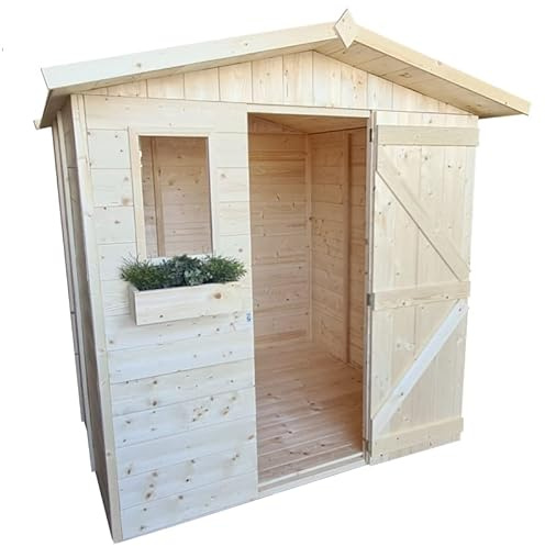 Home Idea Italia Casetta Porta Singola 202 x 154 cm in legno di Abete personalizzabile con copertura tetto pavimento impregnante