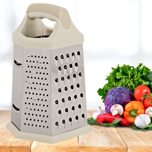 PaJaDa- Grattugia multifunzione, 6 lati, in acciaio inox, manuale, ideale per grattugiare formaggio, affetta verdure, mandolina verticale, lavabile in lavastoviglie.