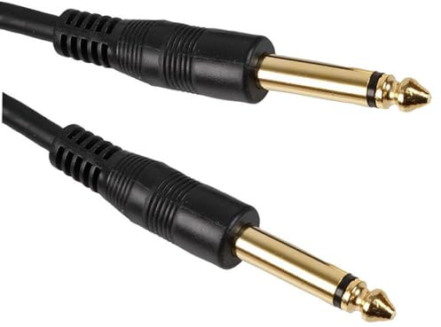 CableStop - 6.35mm 1/4 Lead Mono Jack Male to Male Instrument Cable. Gold Plated for Guitar, Bass, Amp, Keyboard (3M)