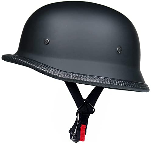 German Style Motorcycle Half Helmet Open Face Adult Men Women DOT Approved Retro HelmetïŒMatte Black (Large)
