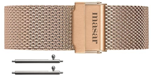 masar 18mm Premium Mesh 0,6mm Or Rose - Bracelet Milanais Libération rapide - Bracelet Montre Maille Milanaise Homme/Femme Acier Inoxydable 304 Rose Gold