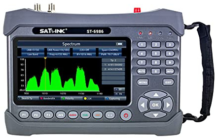 HUIOP ST-6986 DVB-S/S2/T/T2/C Buscador de satélite Combo Buscador de señal de TV por satélite Medidor de señal portátil Digital HEVC H.265 (10 bits) MPEG-4 con LCD TFT de 7 Pulgadas