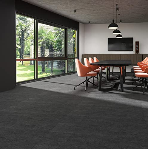 Hengrow SPC Vinyl Boden PVC Klick Bodenbelag Vinyl-Designboden Massivdiele 5 mm stark,0,5 mm Nutzschicht,Fußbodenheizung geeignet 2.605m² Marmoreffekt - Dunkelgrau