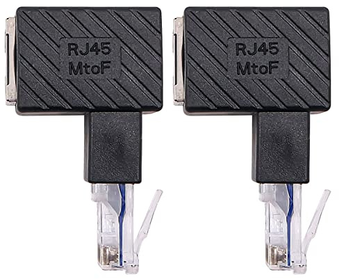 CENPEK 2 stycken RJ45-kontakt till RJ45-uttag adapter vinkelkontakt kompatibel med Cat5e Cat6-standarder, RJ45-kabel (vinklat upptill)