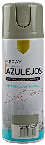 H HANSEL HOME Pintura Spray para Azulejo Gris Medio Satinado 400ml - Pack de 1 Unidad