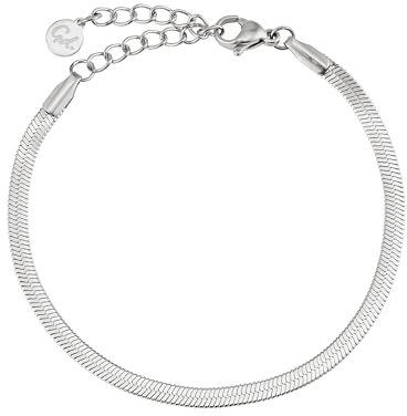 GD GOOD.designs Schlangen Armband für Damen | Flacher Armreif ohne Anhänger in Silber | Edelstahl Schmuck 3mm breit | Wasserfest