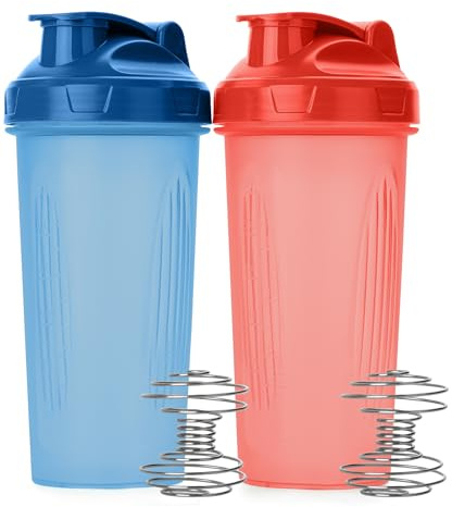 Mr. Pen- Shaker Bottles for Protein Mixes, 28 oz, 2 Pack, Red and Blue, Protein Shaker Bottle with Wire Whisk Ball, Shaker Cup, Mixer Bottle, Protein Shake Bottles, Protein Shake Bottle