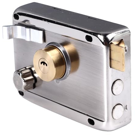 Front Door Lock With Key, Steel Copper Rim Lock for Home With Installation Accessories