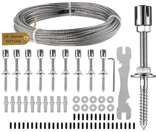 Kit de treillis métallique – Mélange bien le système de treillis en acier inoxydable | Soutenez vos grimpeurs | Système de treillis de câble métallique fiable et pour panneaux de clôture,