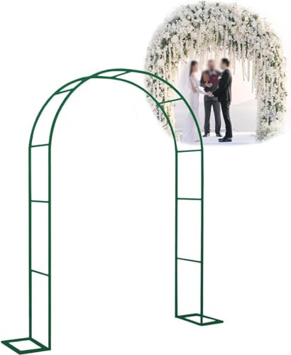SEVSO Torbogen Metall Stabil Rosenbogen Verzinkt Massiv Rankenbogen Rundbogen Rankgitter Wetterfest Gartenbogen Rankhilfe Für Klettern Von Weinreben Schwarz,Grün,W1.4M*H2.3M