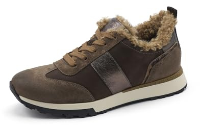 Paul Green Zapatillas para mujer con plantilla intercambiable, zapatillas bajas para mujer, forro cálido, Marrón 00x, 37.5 EU