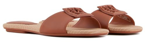 Armani Exchange Padded Slide Sandal with Logo on Top, Ciabatta Donna, Rosa Cammello, 35 EU