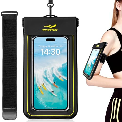 Guzack Funda Impermeable Móvil IPX8, 2 en 1 Brazalete Running Funda Movil Agua Bolsa Impermeable Flotante para iPhone 16/15/14 Pro MAX Samsung S25/24/23 Ultra hasta 6,9''con Correa Extraíble