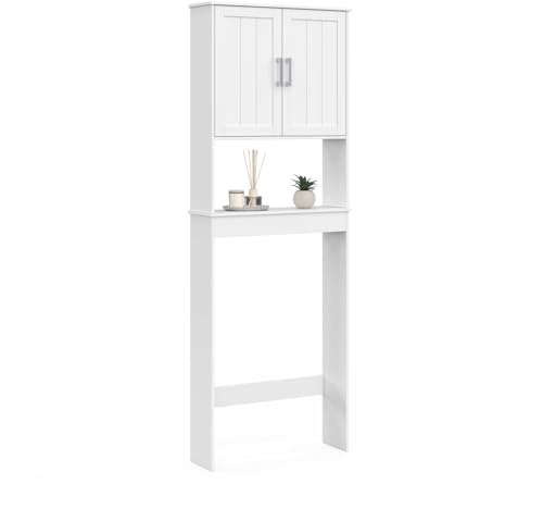 IDMarket - Meuble étagère Dessus WC Waldo Bois Blanc