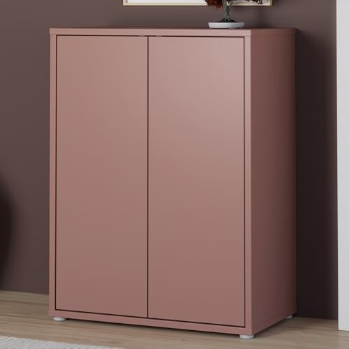Forte Alice Springs Kommode 75 80, Moderne Kommode mit 2 Drehtüren, Wohnzimmer, Flur, Schlafzimmer, Holzwerkstoff, Terrakotta, 74,5 cm breit x 99,1 cm hoch x 41,5 cm tief