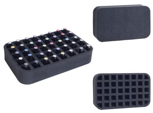 YAHOURWAT Nail Polish Organizer Holder Foam Pad with Slots for Storage 40 Bottles (15ml/0.5fl.oz) Nail Polish or Essential Oil Tray for Drawers Black