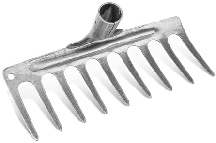 Rastrillos de jardín de acero resistente sin mango con dientes de 11/9 rastrillos de acero al manganeso para limpiar y airear césped musgoso herramienta de eliminación de musgo