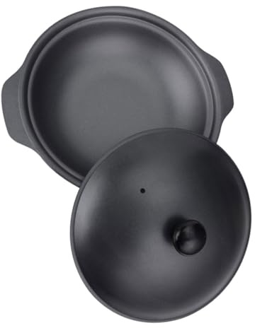 CLISPEED Cazuela de Hierro Fundido Tapa Olla para Estofados y Arroz Batería de Cocina con Base de Distribución Uniforme de Calor y Doble Asa Ergonómica para Uso Seguro y Fácil Cocina